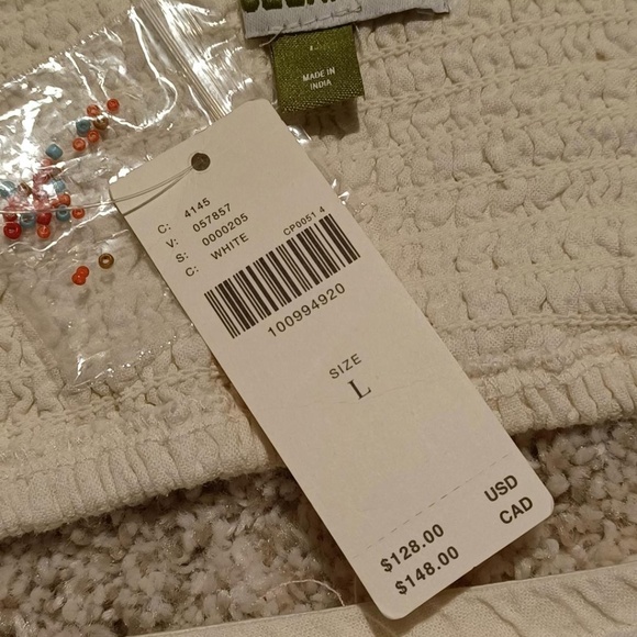 ANTHROPOLOGIE Celandine Strapless Cutout Linen Blend Beaded Dress - Picture 6 of 9